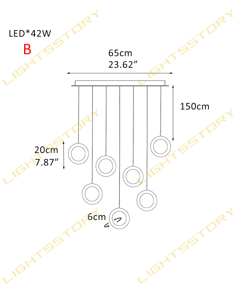 Elegant Stairwell Cluster Lighting LED Alabaste Circular Adjustable Pendant Light Fixtures