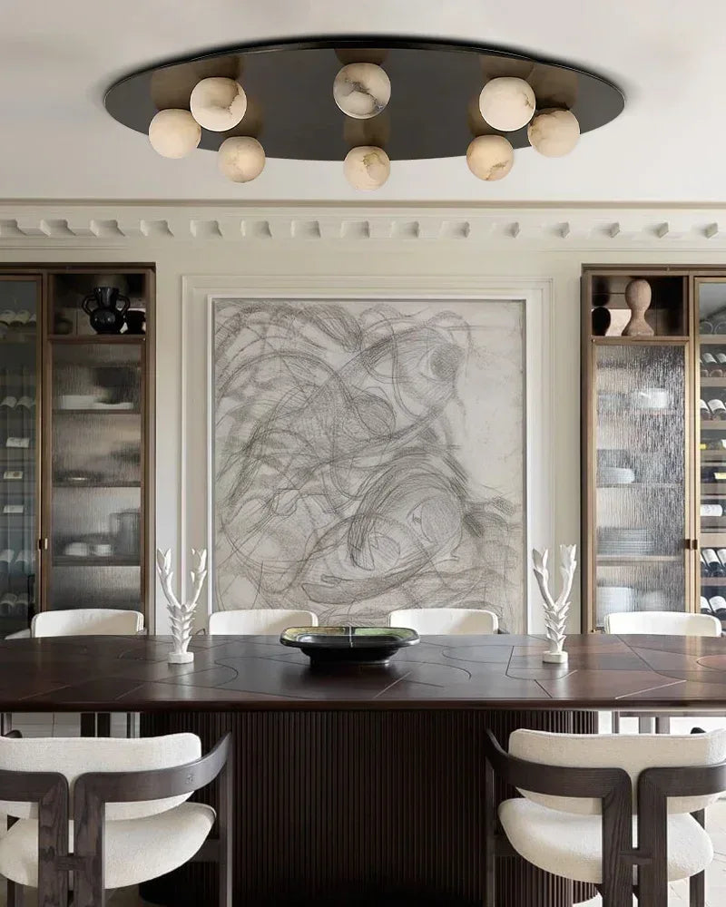 Minimalist Disc Pendant Light Hammered Finish White Hand Blown Alabaster Globe For Sale Modern Pendant lamp