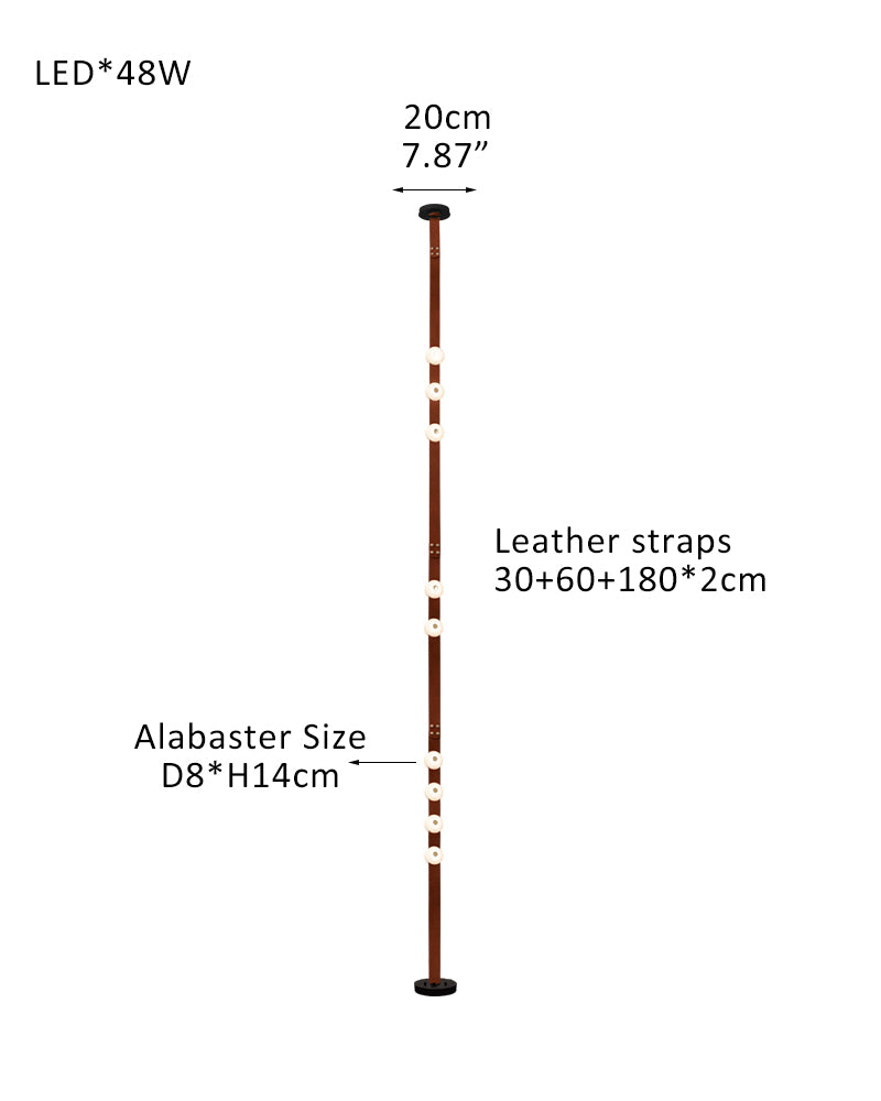 Hubbardton Forge Snaps Small LED Floor-to-Ceiling Light in Brown Leather Finished