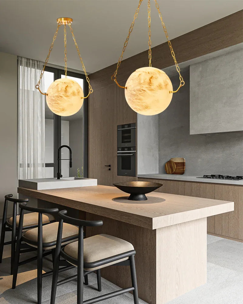 Vintage Alabaster Globe Pendant Light Fixture with brass/black adjustable chain 150cm Vintage Simple Pendant Lamp