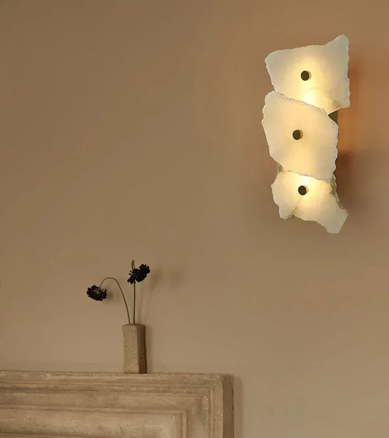 Bathroom Vanity Lighting UP and Down Single Light Alabaster Shade Brass Wall Sconces Modern Art Design Wall Lamp
