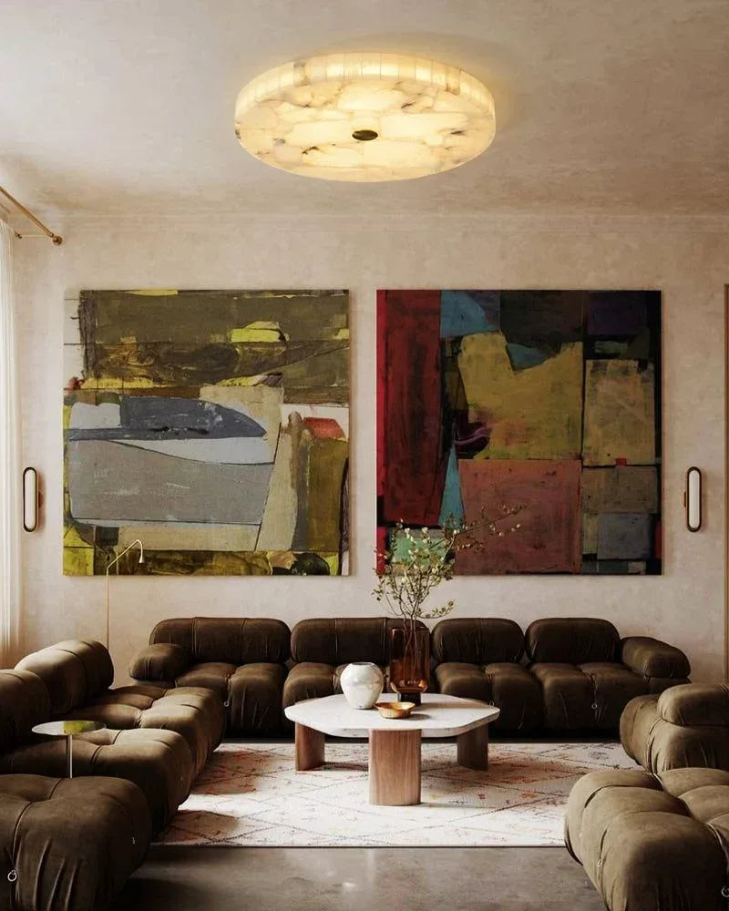 White Spanish Round Alabaster Flush Mount Ceiling Light for bedroom Flush Mounted Ceiling Lamp