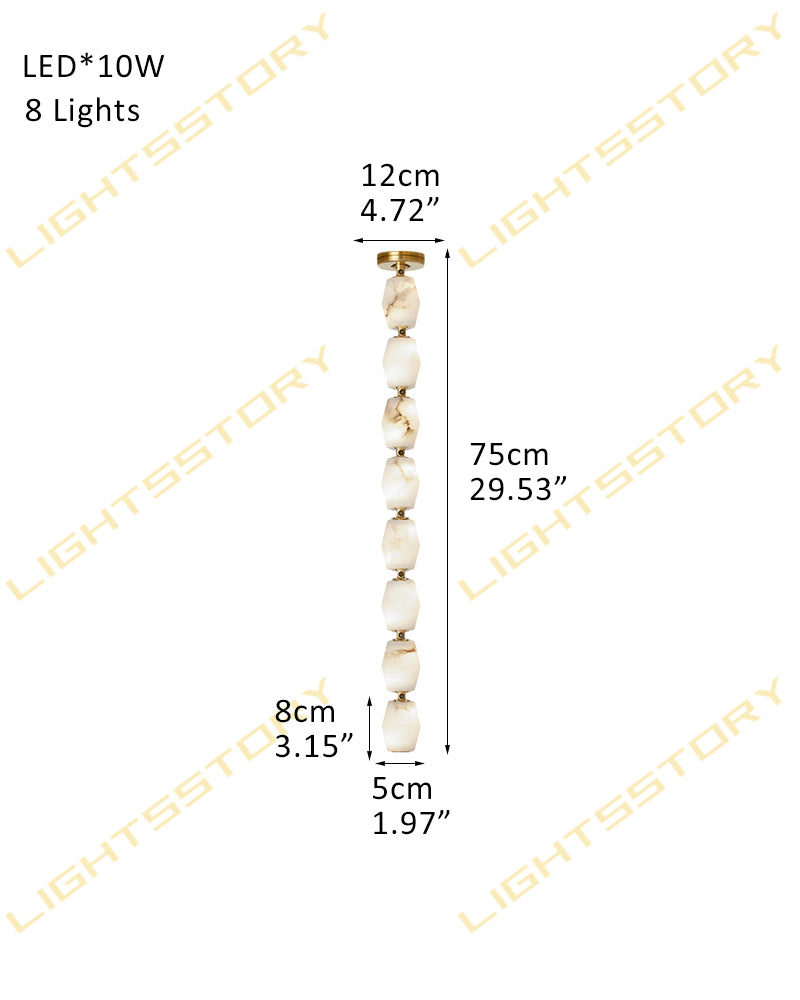 Clairval Series Geometric Chandelier | Linear LED Solid Brass Connectors and Integrated LED Modules, Natural Brass finish for Kitchen Islands and Dining Rooms 8-light-D5*H75CM D1.97"*H29.53" Brass American chandelier