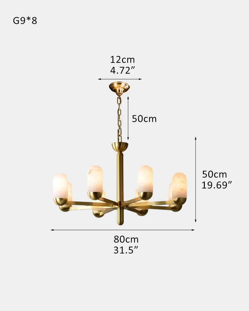1/6/8/15 lights Small Alabaster Luxury Moonshade Brass Chandelier for dining room 8 light-D80*H50CM D31.5"*19.69" Brass Luxury Modern Chandelier