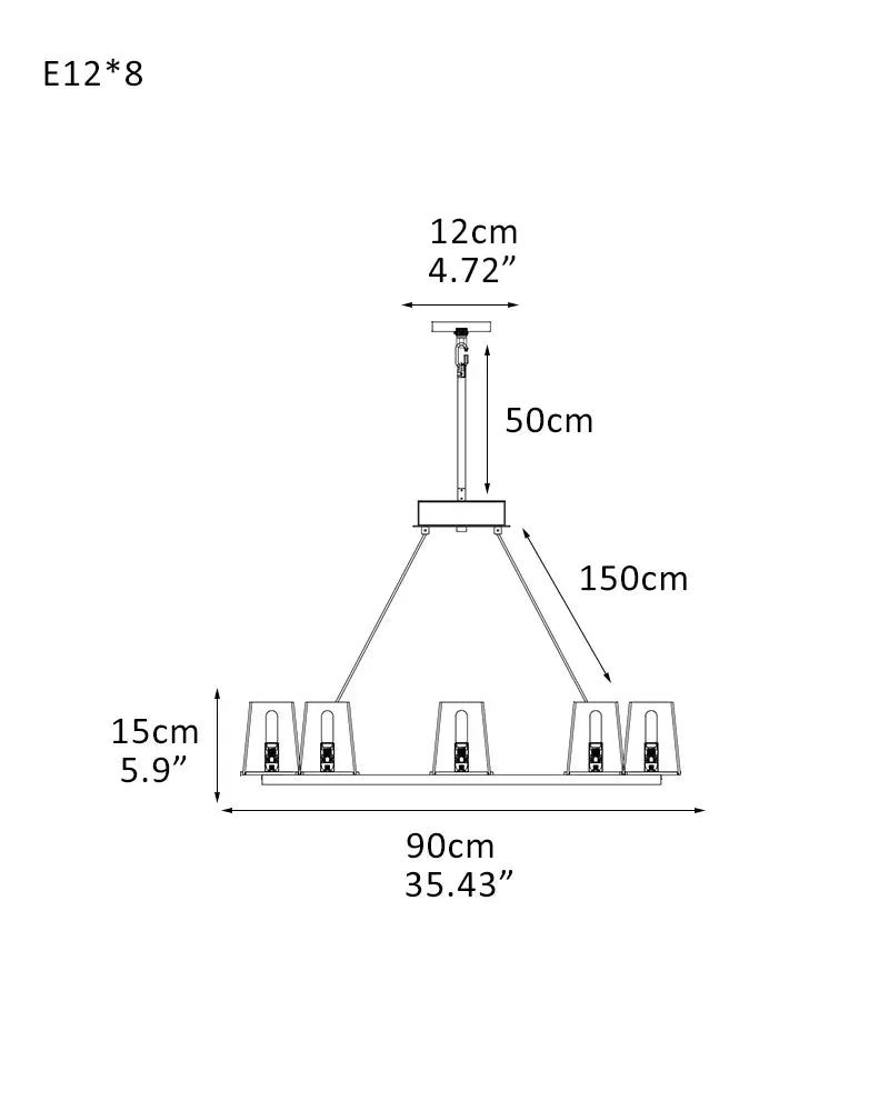 12-light Pauillac Brass/Black Linear Clear Glass Chandelier 49" 60" for dining room Round-8-light-D90*H12CM D35.43"*H4.72" American chandelier