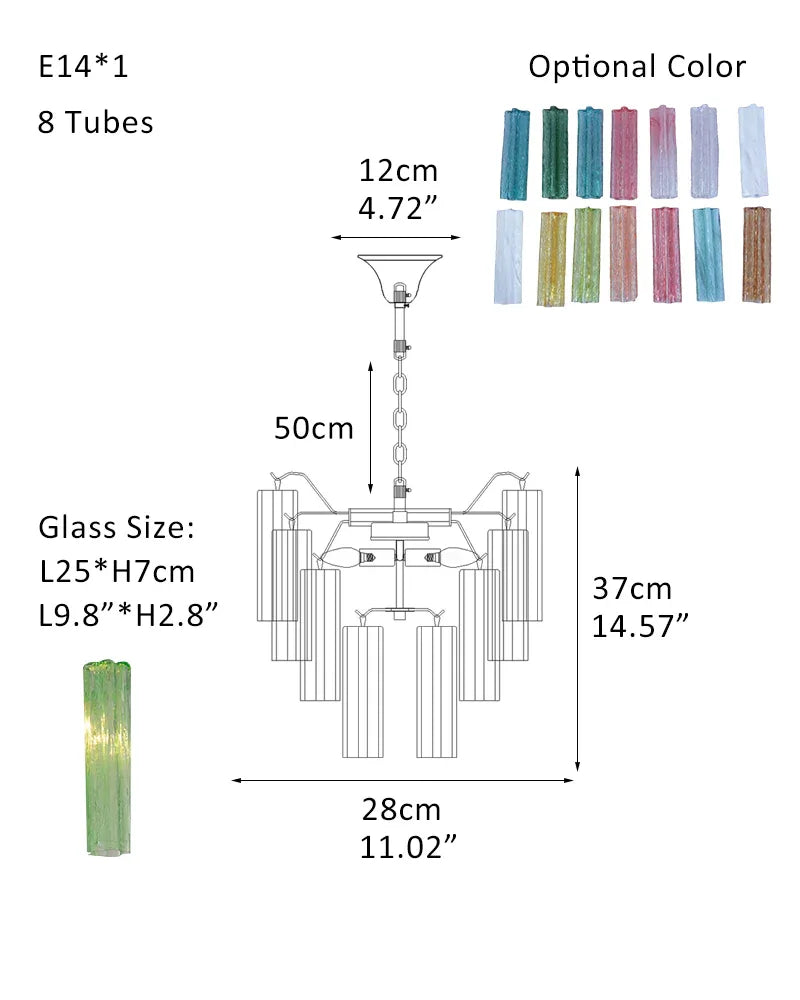 Large Vintage Green Murano Glass Tiered Chandelier in Silver & Gold Frame P-D28*H37CM D11"*H15"(8 tubes) Green Glass + Silver Frame American chandelier