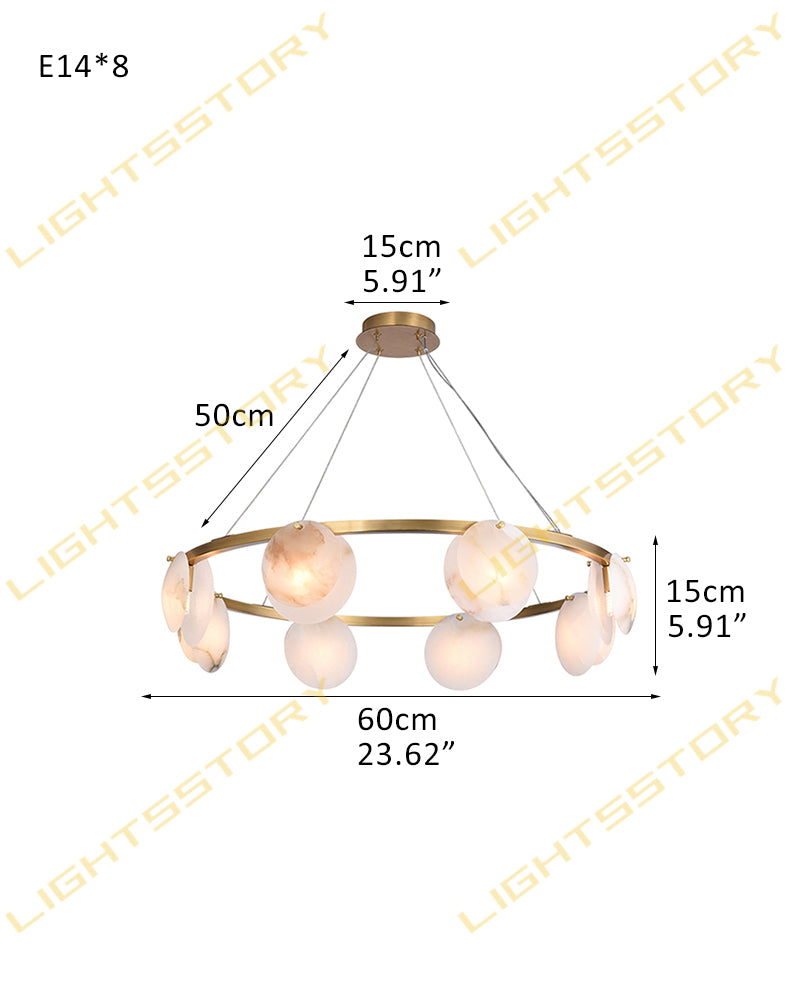 LightsStory Alabaster Statement Pendant Light - Linear Round Brass