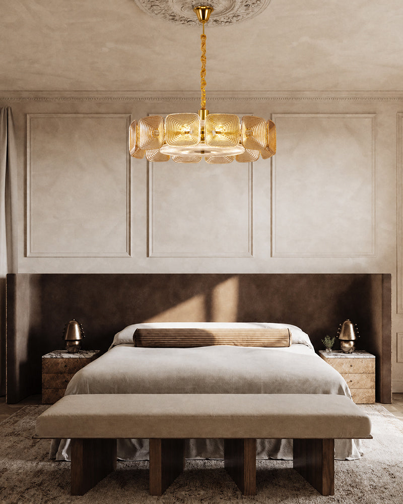 LightsStory Wave Glass Ring Statement Chandelier - Artisanal Glass