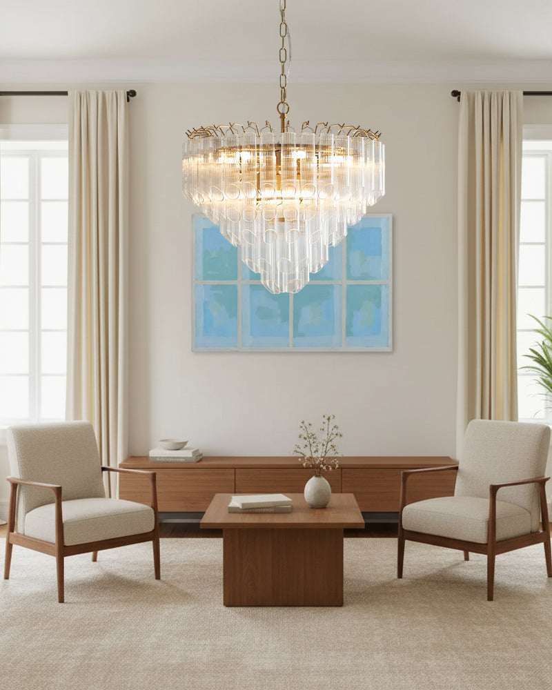 LightsStory Statement Multi-Tier Circular Cone Pendant Light - Tubular Glass