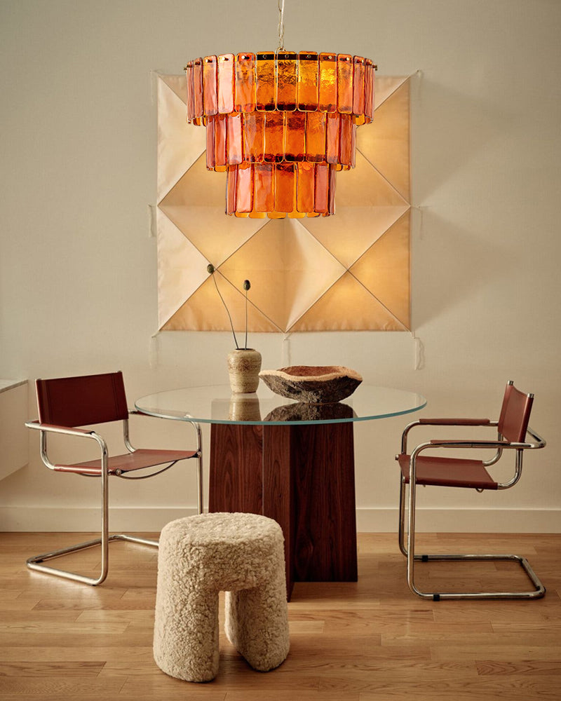 LightsStory Bespoke Round Multi-Tier Chandelier - Large Amber Glass