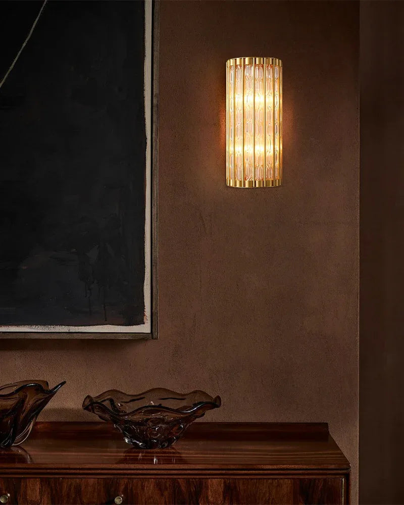 Modern Copper & Glass Linear Dimming Wall Sconce 16in/24in of height Brass Aged Wall Sconces