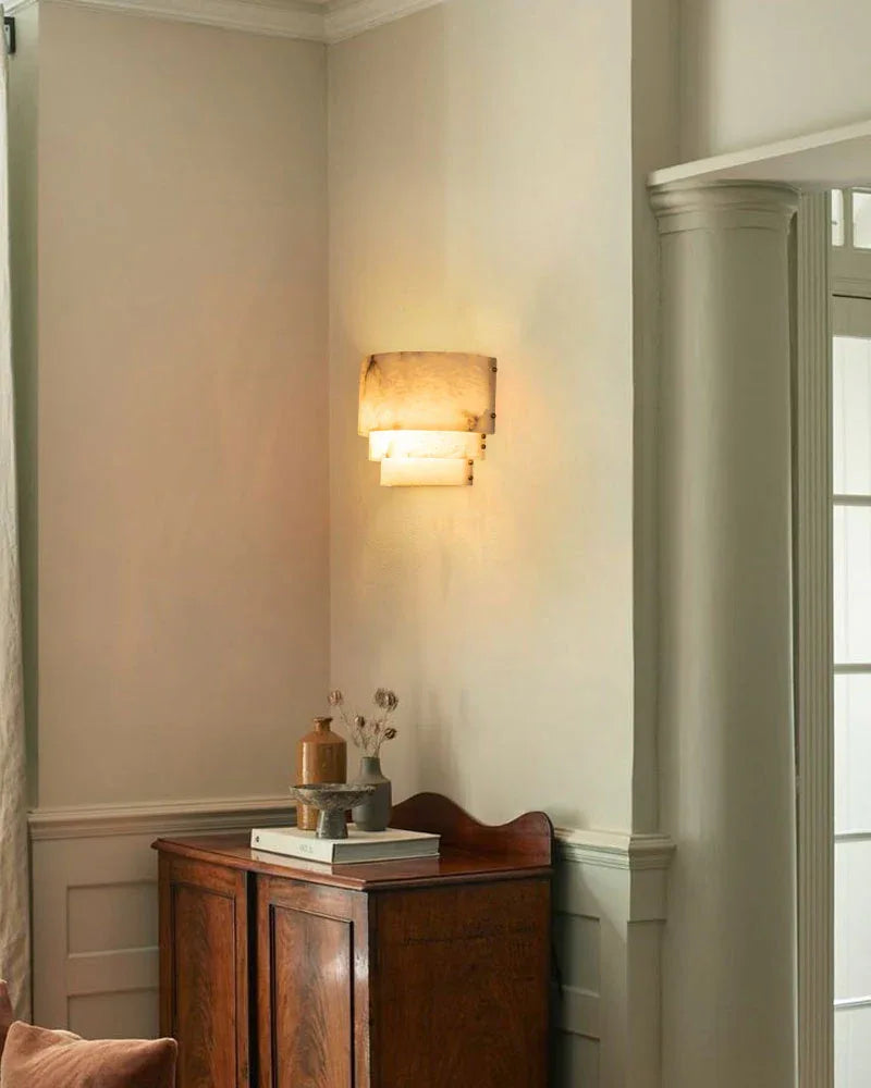 3 Tier White Round Alabaster Chain Pendant Light Fitting in Brass 10in Modern Pendant lamp