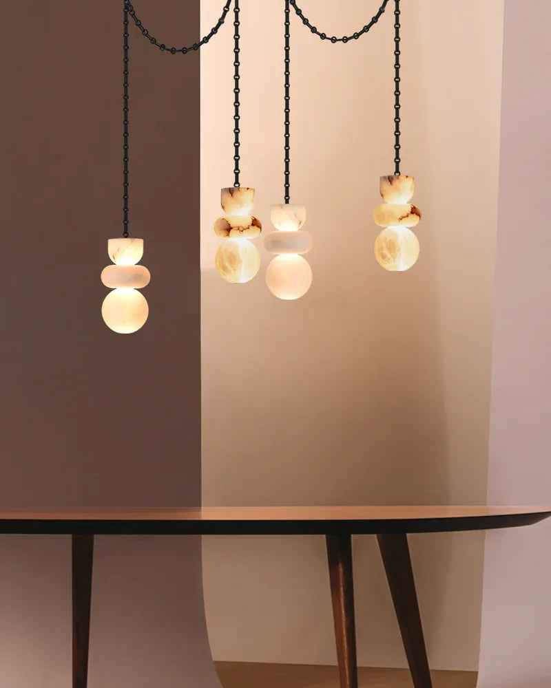 LightsStory Series Ethereal Pendant Light | Wide Round Uniquely veined faux marble, Black cord and canopy for Bedside, dining nooks, and entryways Modern Pendant lamp