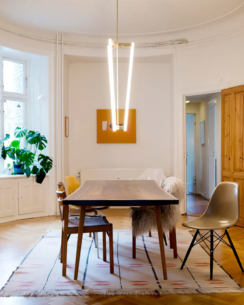 tube chandelier stain brass