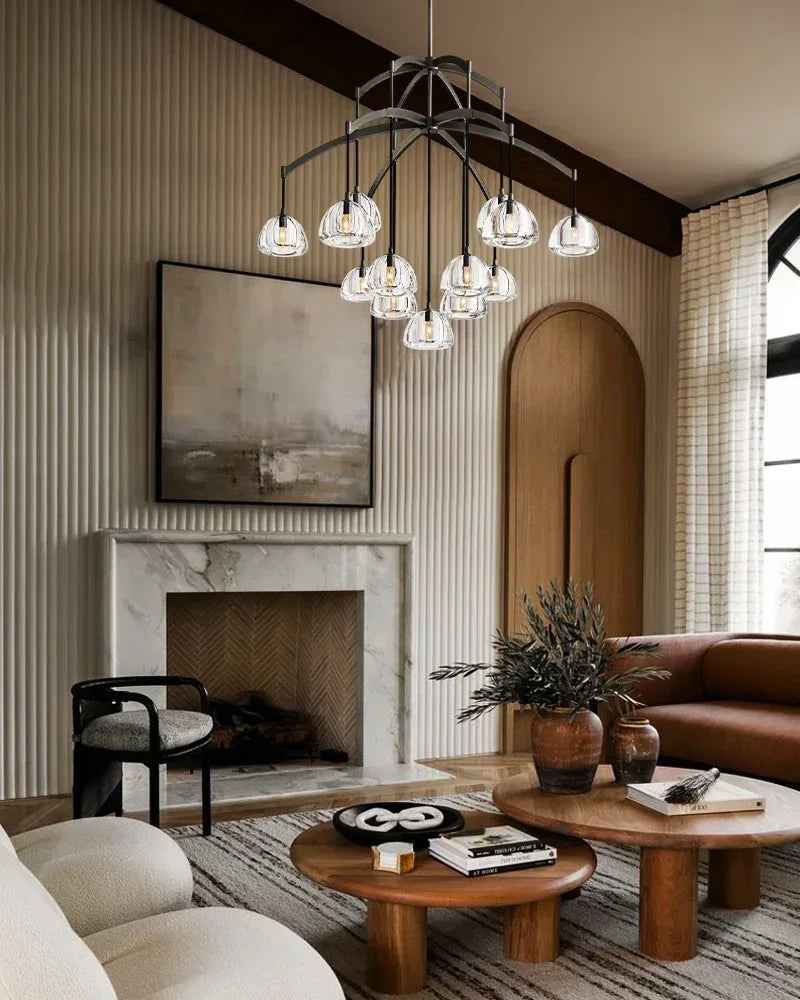 American Retro Hemisphere Crystal Glass Round Chandelier in Unique Brass Finished American chandelier