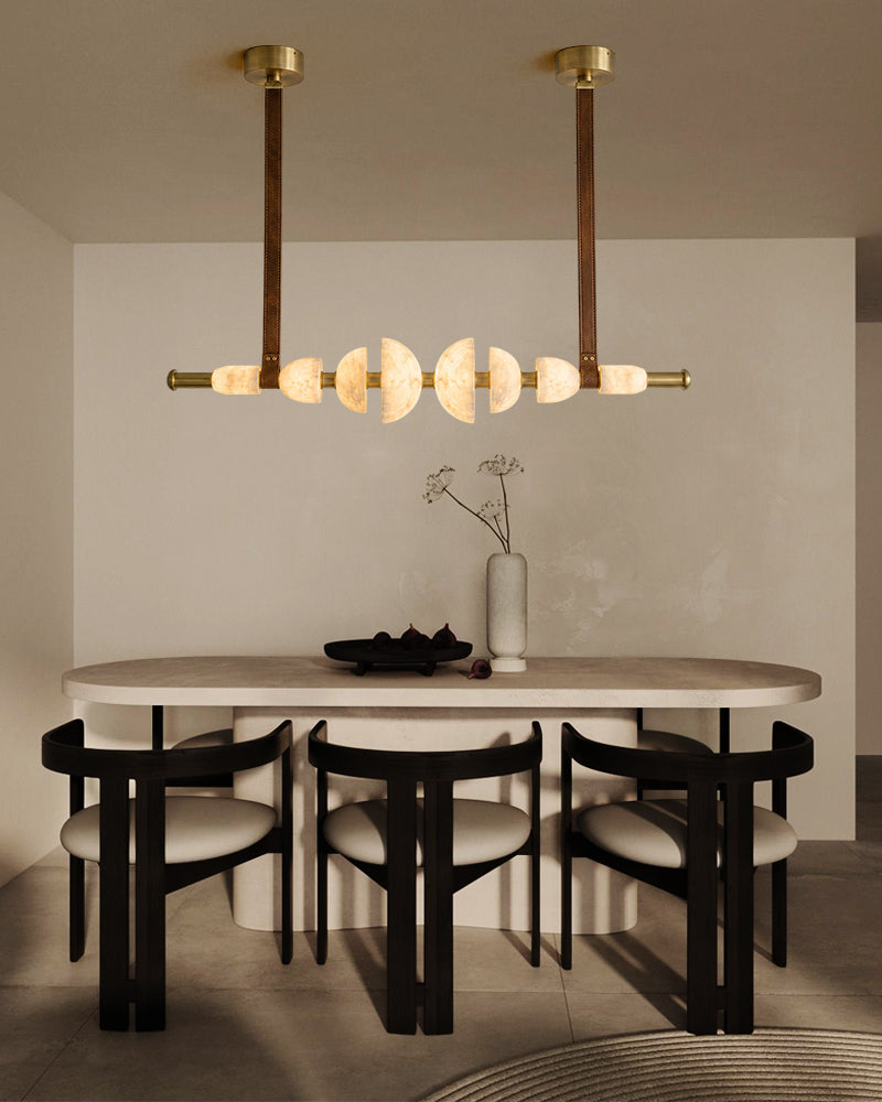 LightsStory Serene White Alabaster Linear Pendant Light - Semicircle