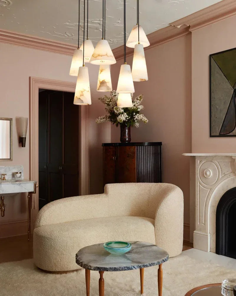 Modern White Alabaster Dome Pendant Light Fixtures in Cluster Decor for foyer entrance Modern Pendant lamp