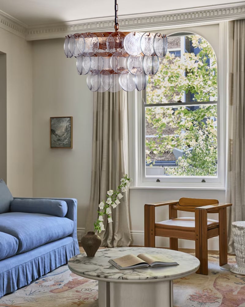 Geometric Hand-blown Pendant Light Borosilicate Glass with Brushed Brass for Kitchen Islands and Dining Rooms American chandelier