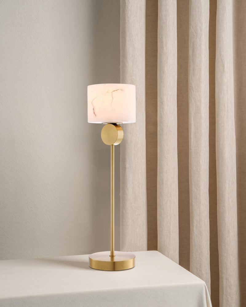 Etruscan Unique Natural Alabaster Tall Floor Lamp Black/Brass Adjustable Metal Pole