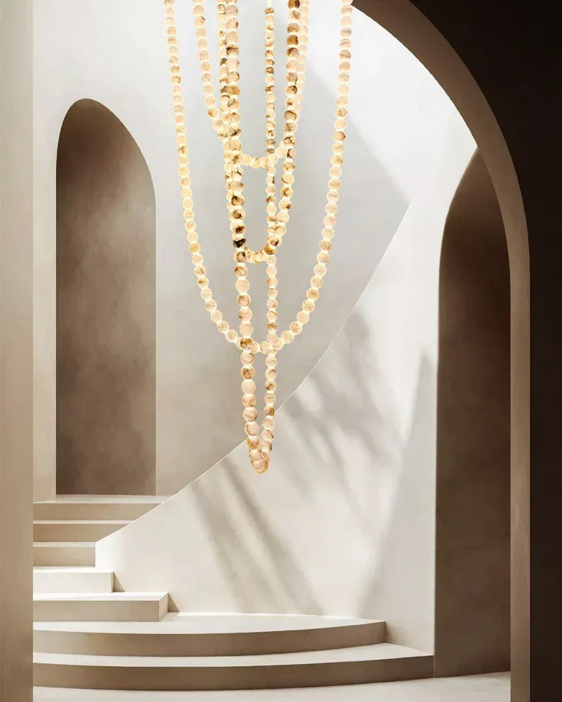 High Lighting Foyer Luxury Custom Ceiling Peal Chandelier with cluster alabaster globes for 3 chains Modern Pendant lamp