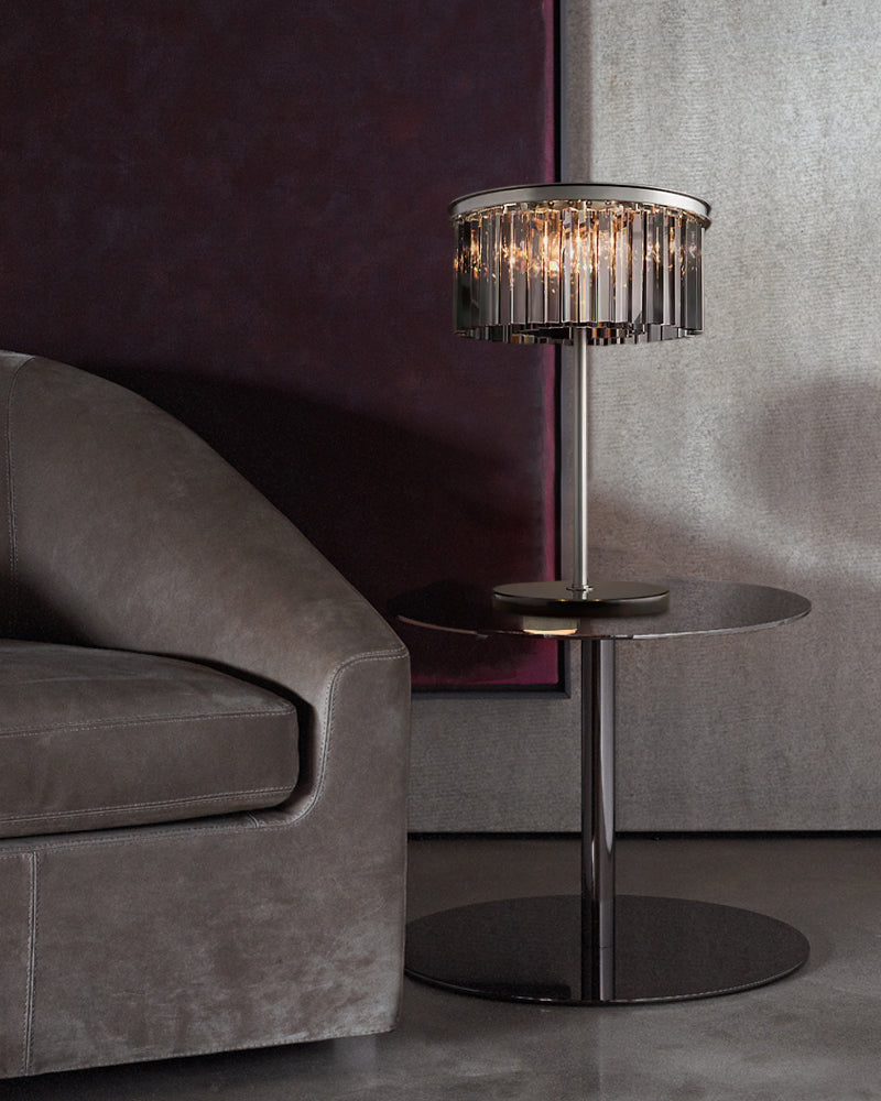 Iron Black Table Lamp with round marble base