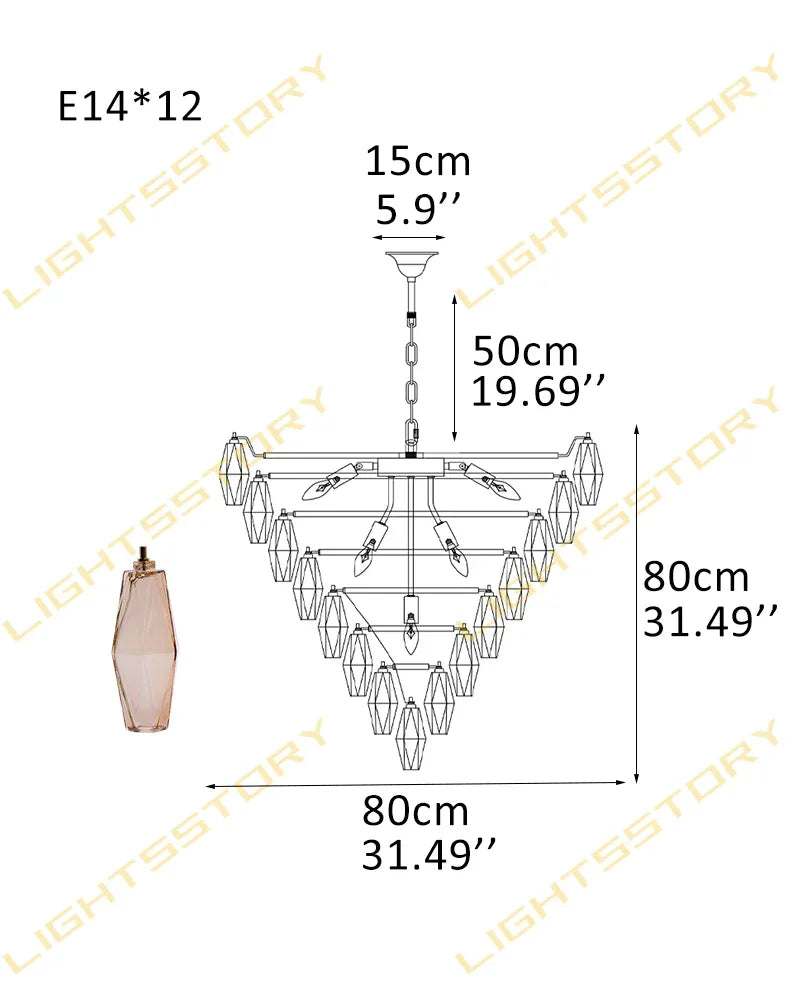 Modern Multi-Layer Murano Colorful Glass Round Chandelier Gold Framework for living room 12 light-D80*H80CM D31.5"*H31.5"(142 glass) Amber Luxury Modern Chandelier