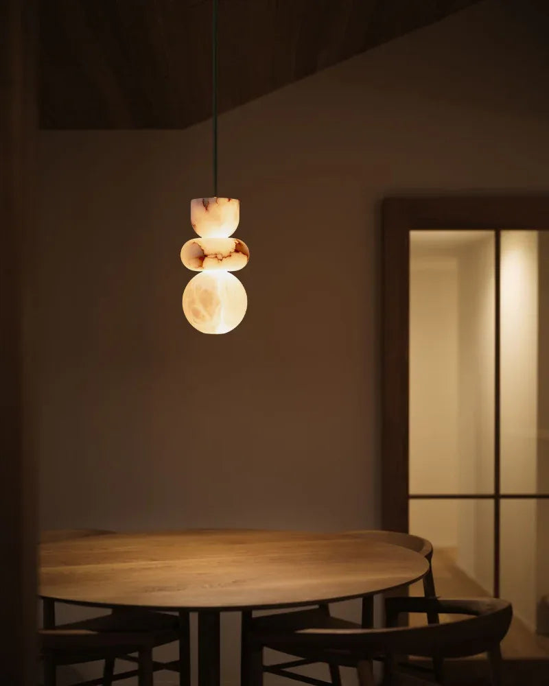 Modern Handcrafted Spanish Stone Warm White Alabaster Pendant Chain Lighting Modern Pendant lamp