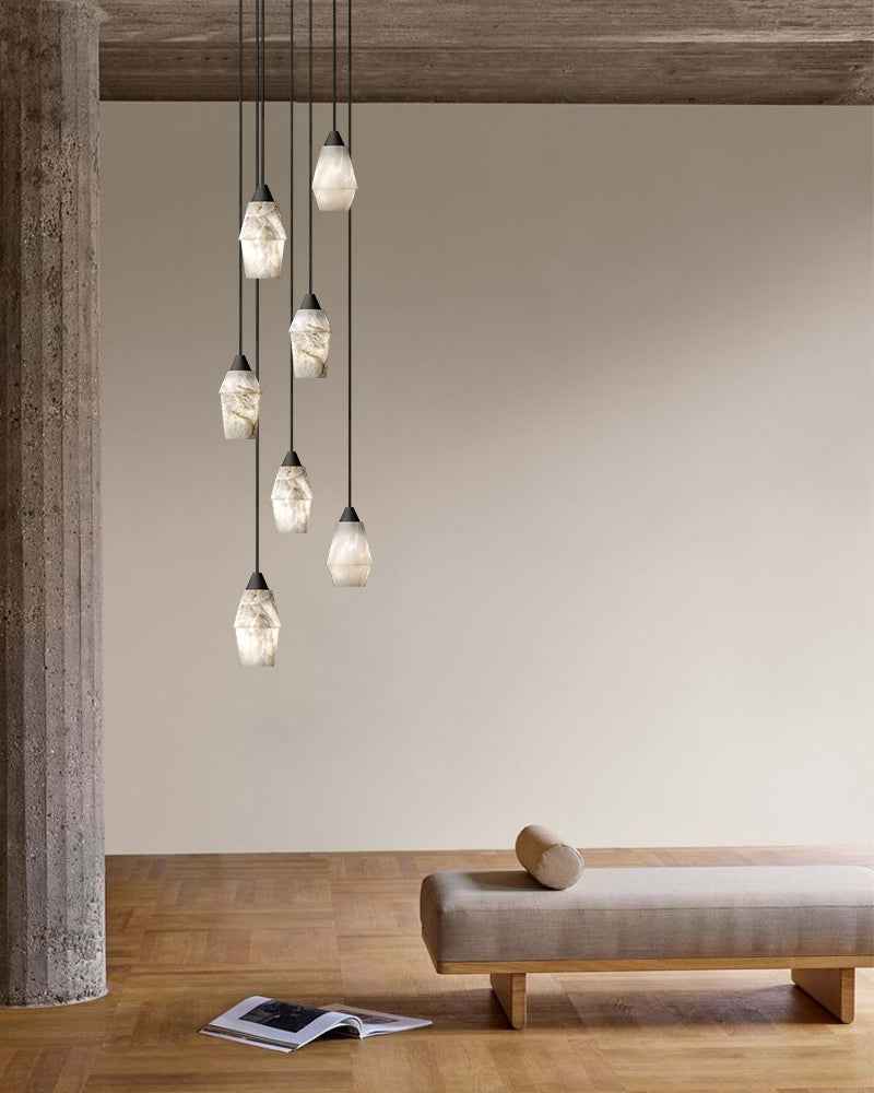 LightsStory Ethereal Cluster Pendants Light - Spanish Alabaster Stone