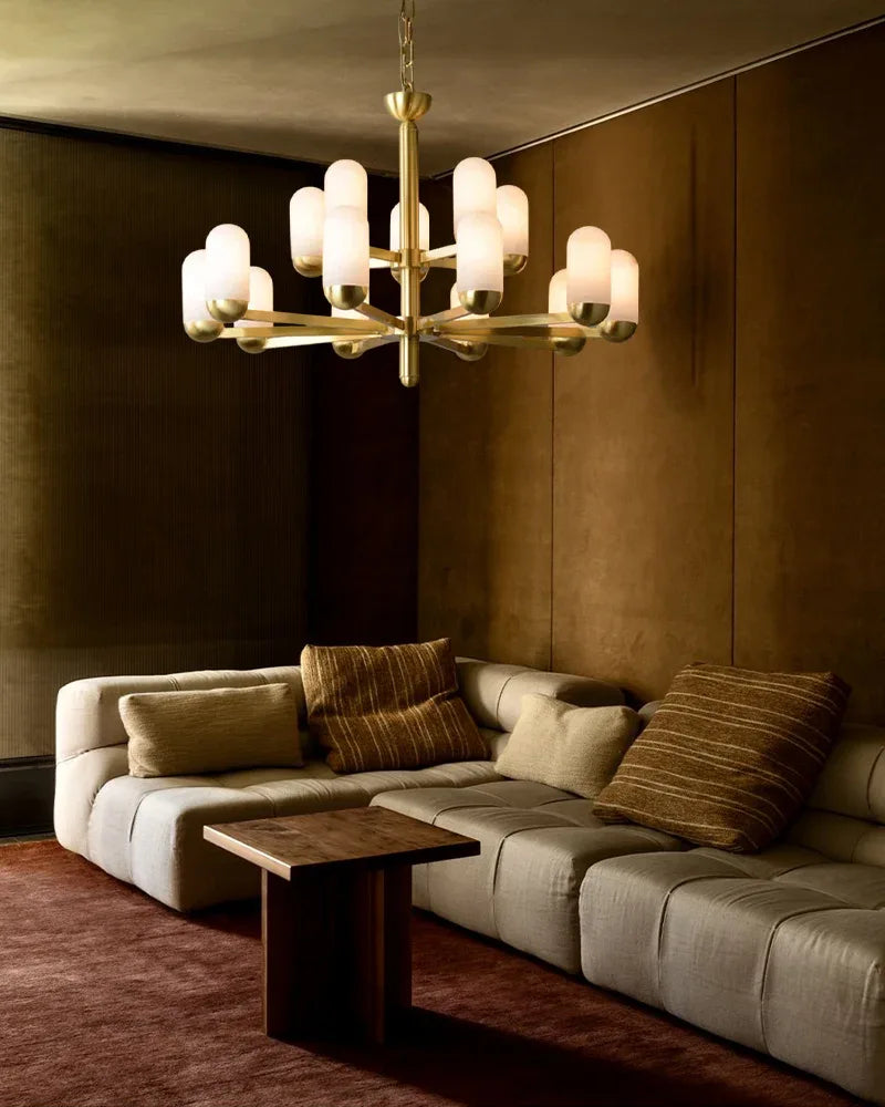 1/6/8/15 lights Small Alabaster Luxury Moonshade Brass Chandelier for dining room Luxury Modern Chandelier