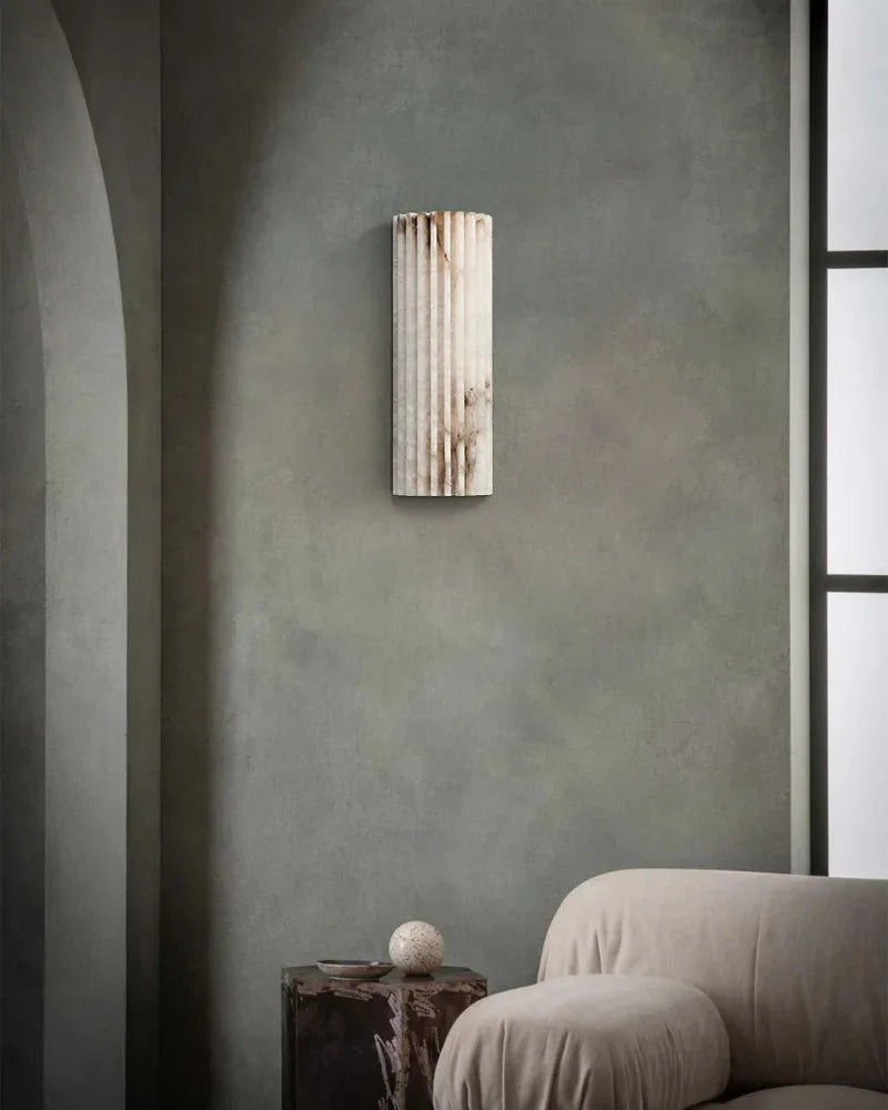 Brass Nature Stone Alabaster Hillside LED Flush Mount Wall Sconces 12" 18" Height Brass Aged Wall Sconces