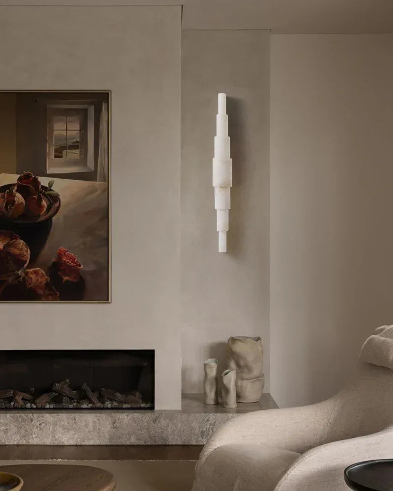 Minimalist Half Cylinder White Alabaster Wall Washer Sconces for living room Modern Art Design Wall Lamp