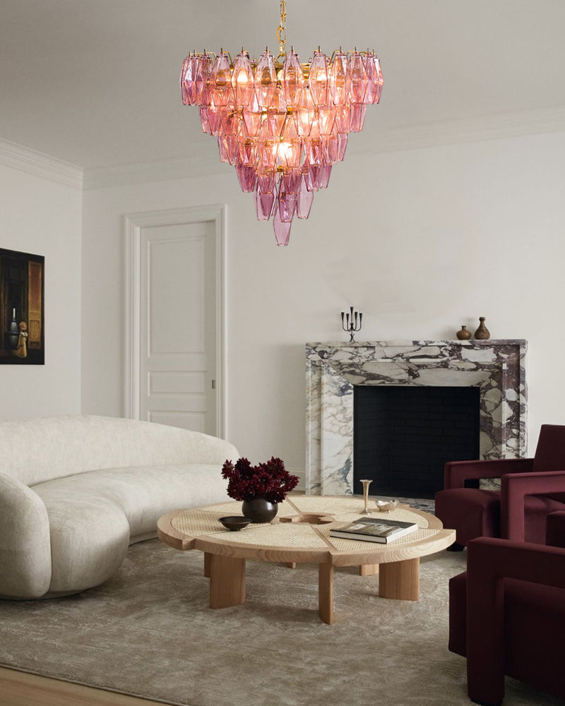 Modern Multi-Layer Murano Colorful Glass Round Chandelier Gold Framework for living room