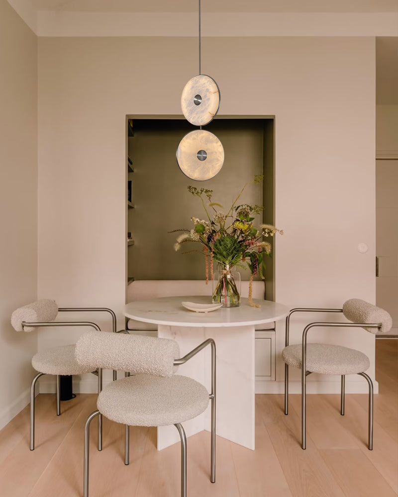 Lausanne Series Geometric Chandelier | Rotatable Alabaster Hand-selected natural alabaster diffusers with sleek metal rods, Sleek metal finish for Kitchen islands, entryways, and dining rooms Modern Pendant lamp