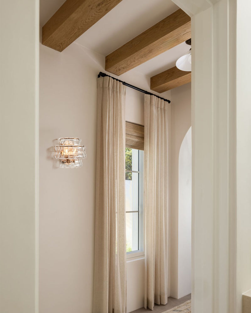 Clear/Smoke Glass Bedroom Ghiaccio Semi-Flush Wall Sconces in Brass/Bronze Aluminum