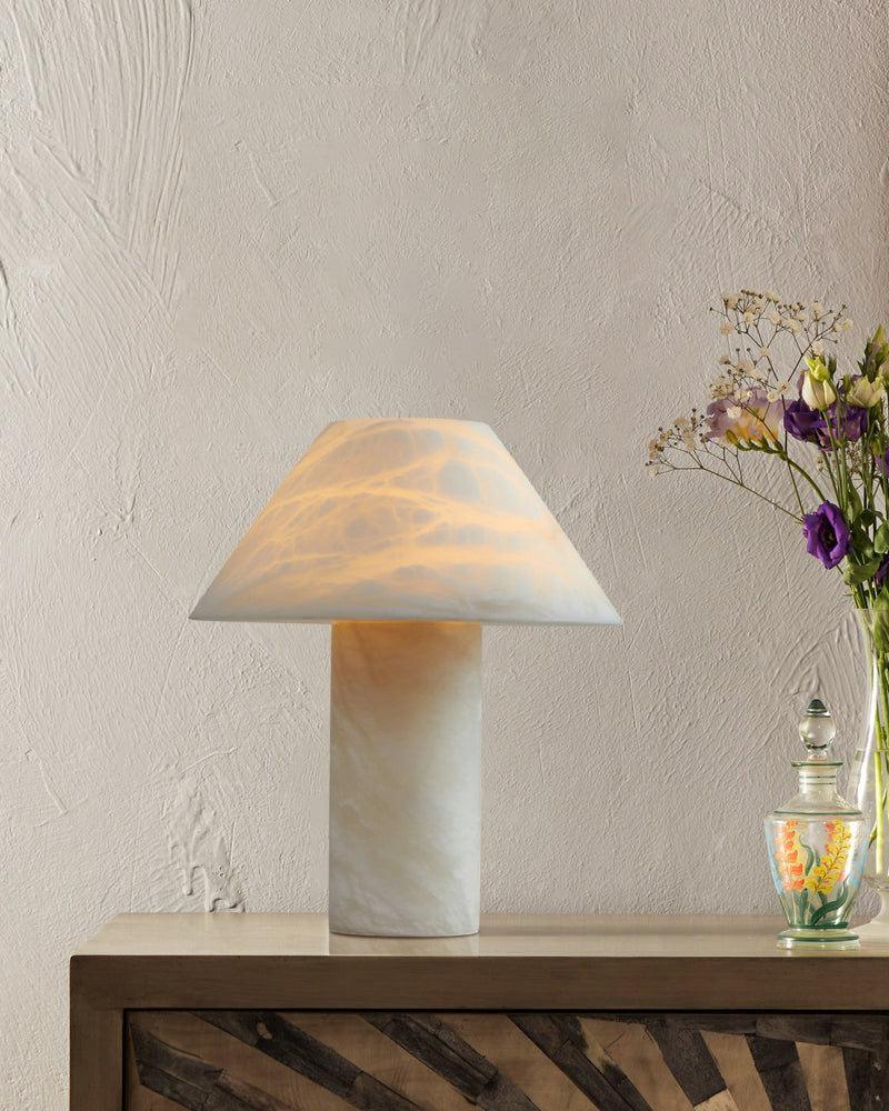 Stylish Petra Luxe Delicate Stylish Mushroom Fitz Alabaster Table Lamp for home collection Modern Table lamp