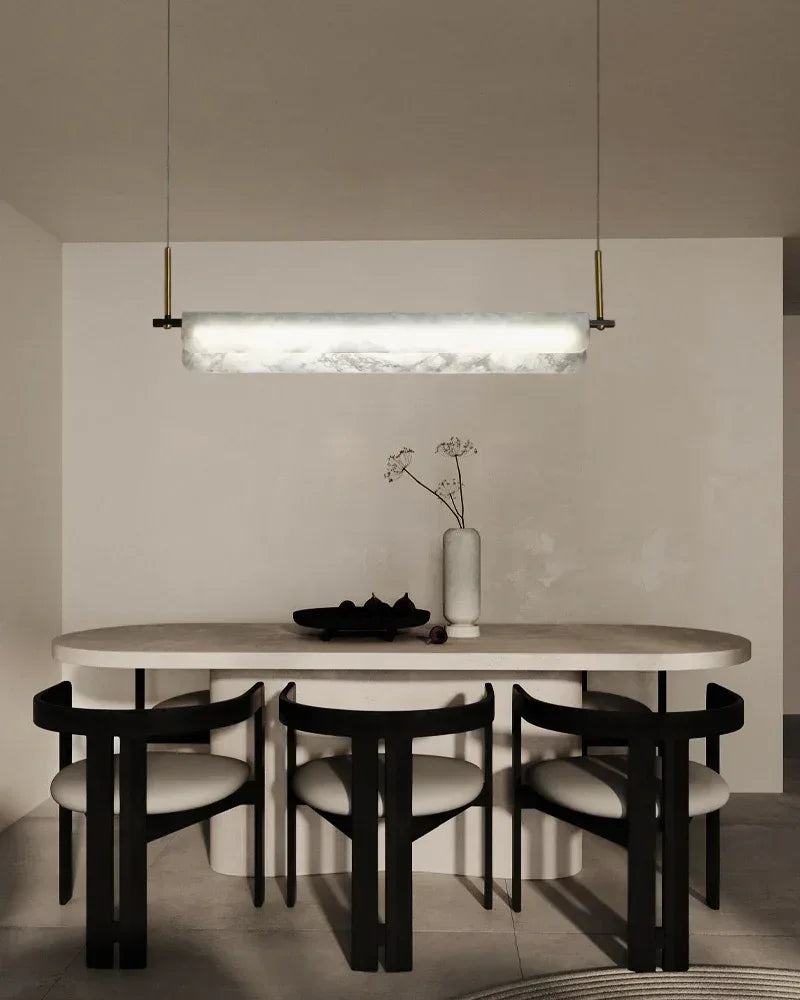 Modern Linear Black Metal Elegant Alabaster Pendant for Living room Lighting Modern Pendant lamp