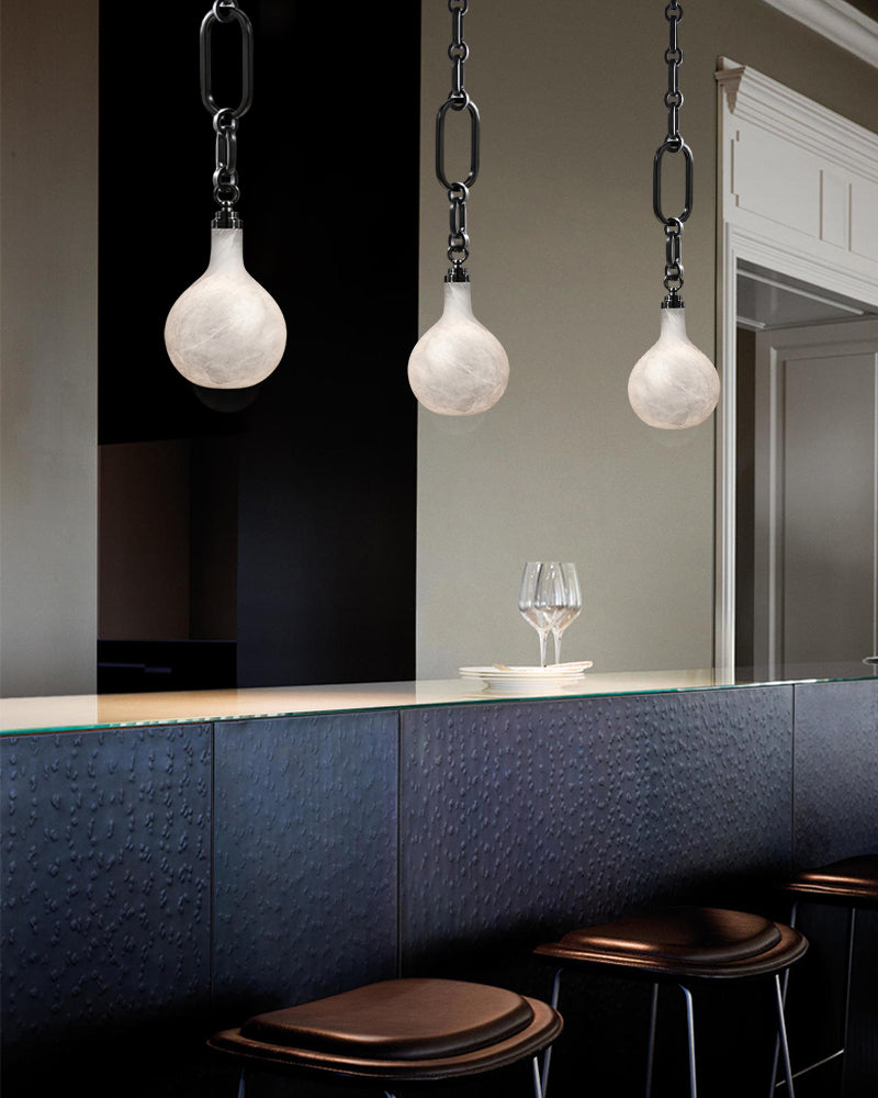 globe cluster alabaster pendant lamp with adjustable chain