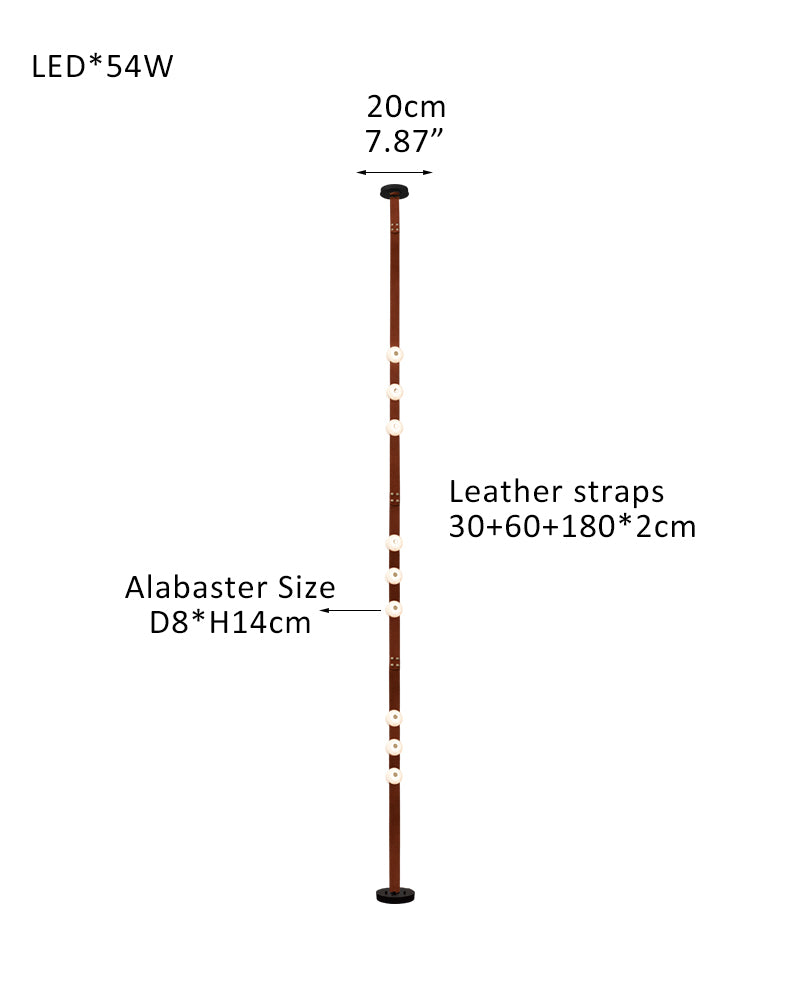 Hubbardton Forge Snaps Small LED Floor-to-Ceiling Light in Brown Leather Finished