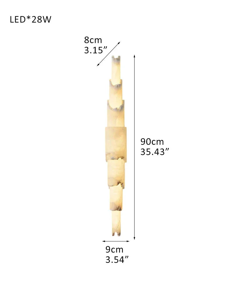 Long Cylinder 5 Layers Flush Mount White Alabaster Shade Wall Sconces 36" of Height L9*H90CM L3.5"*H35.5" White Flush Mounted Wall Sconce Lamp