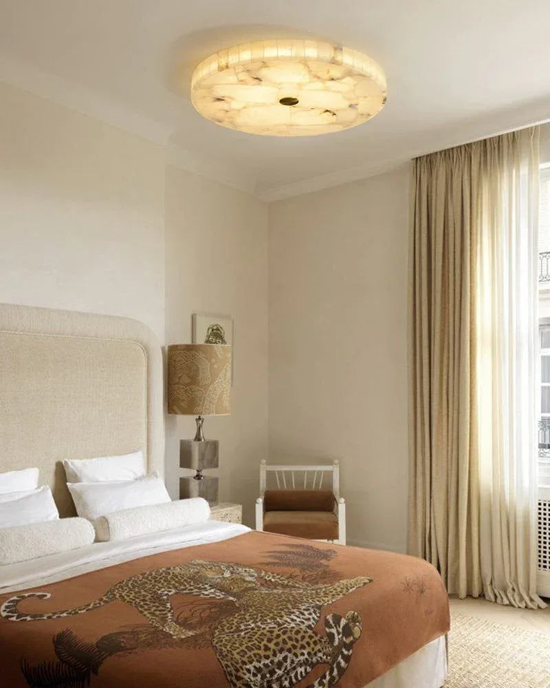White Spanish Round Alabaster Flush Mount Ceiling Light for bedroom Flush Mounted Ceiling Lamp