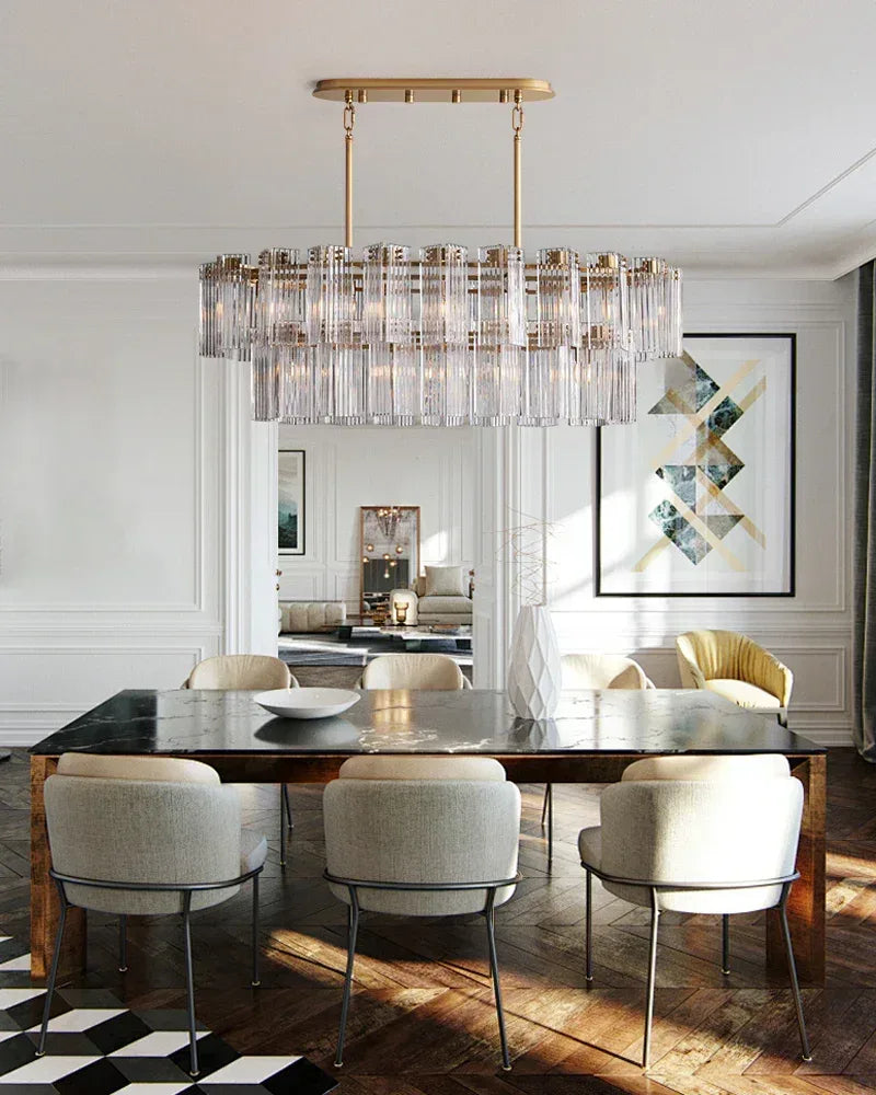 Rectangular Smoke/Clear Glass Delsie Tier Chandelier Wide 40" for over dining table American chandelier