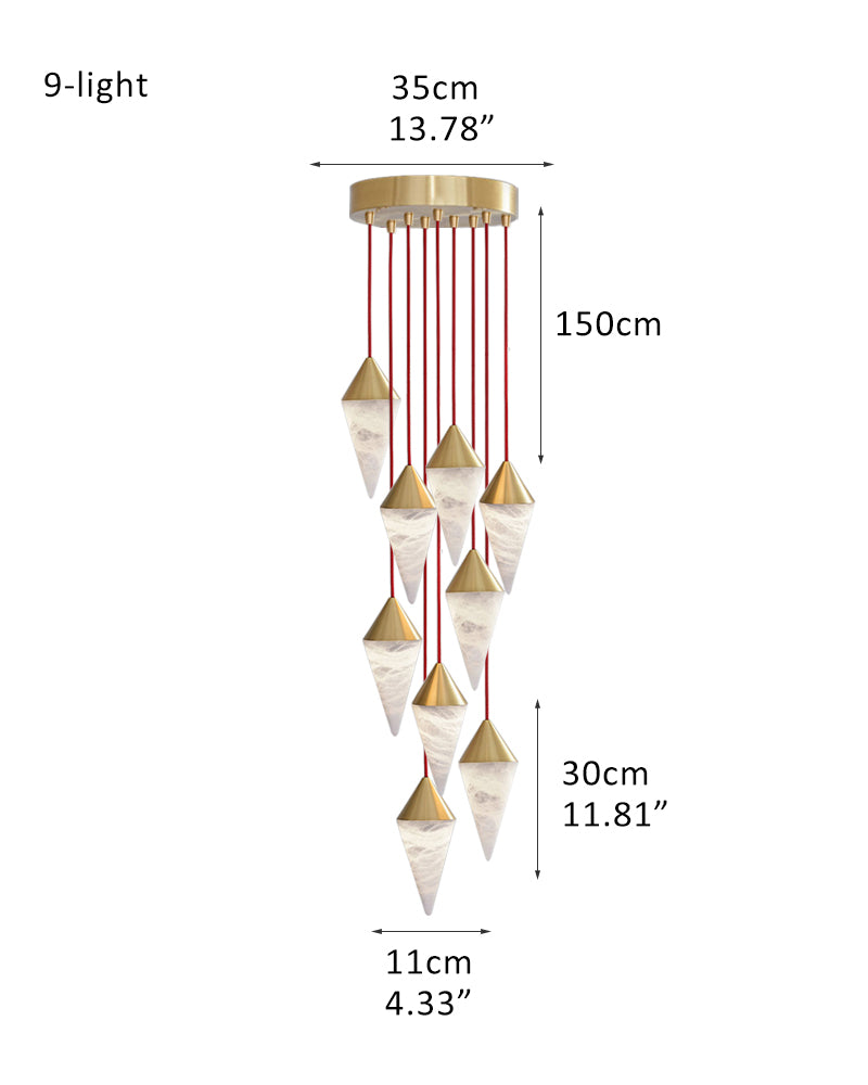 9-lights cluster alabaster pendant lighting