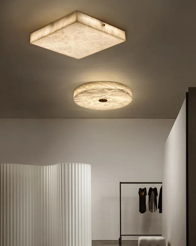 Contemporary Luxury Brass Marble Shade LED Flush Mount Ceiling Light For Bedroom Modern Ceiling lamp