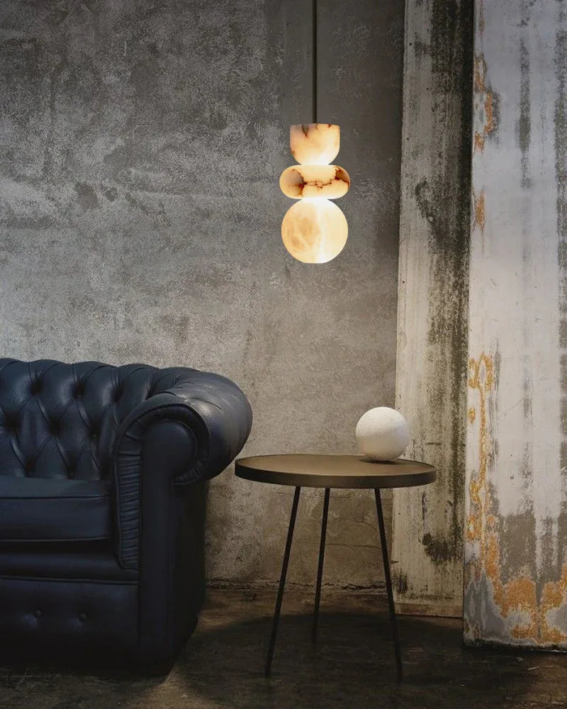 Modern Handcrafted Spanish Stone Warm White Alabaster Pendant Chain Lighting Modern Pendant lamp