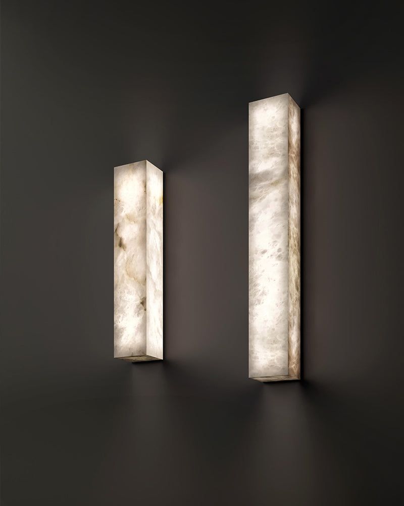 Rectangular Natural Semi-Translucent Alabaster Wall Lamp for Bath & Vanity