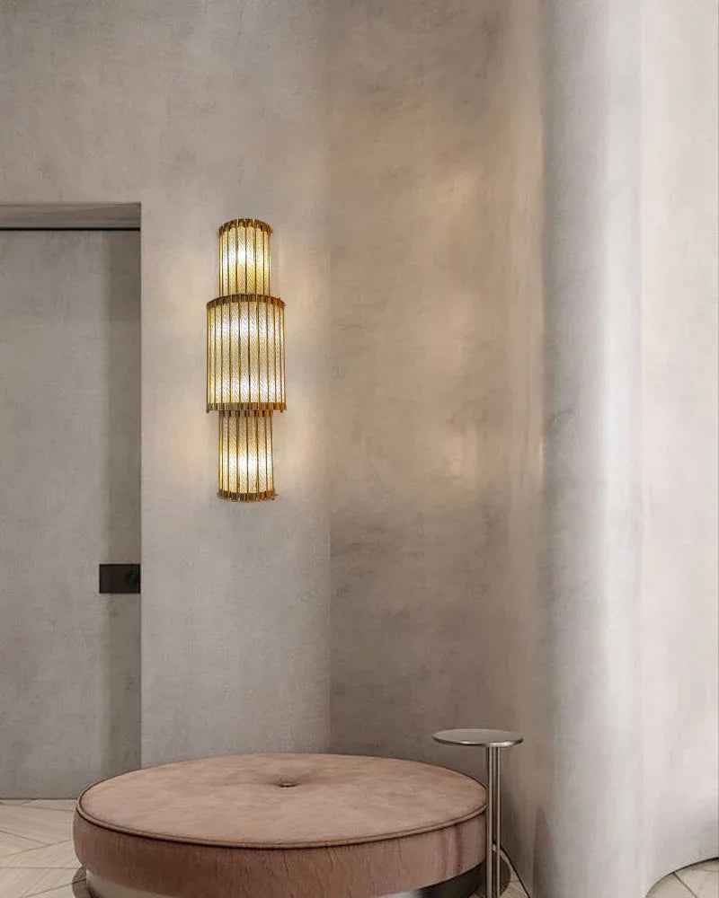 Modern Copper & Glass Linear Dimming Wall Sconce 16in/24in of height Brass Aged Wall Sconces