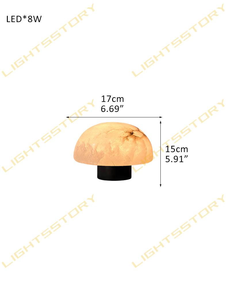 Eclipse Half Moon Alabaster Sphere Table Lamp with Matte Black/Brass Lampshade for Bedroom