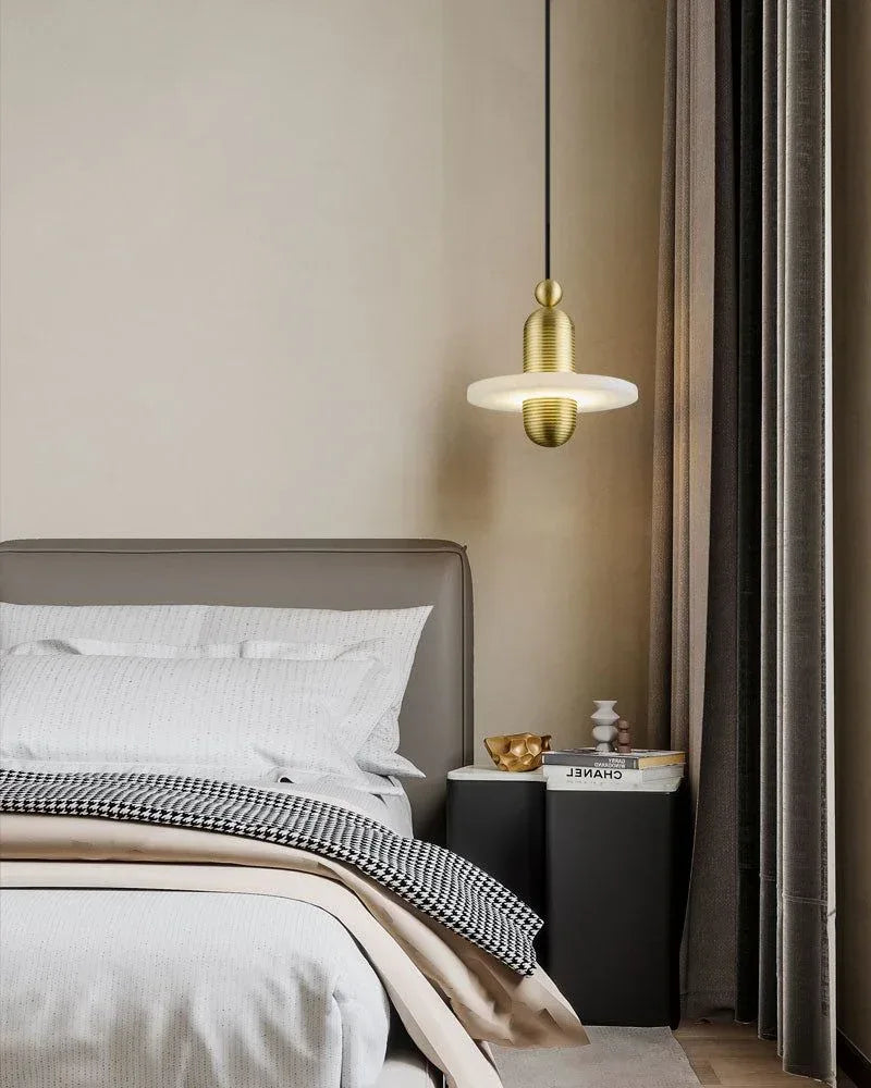 Alabaster Modern Marble Ring Pendant Light For Dining Room, Black/Brass Modern Pendant lamp