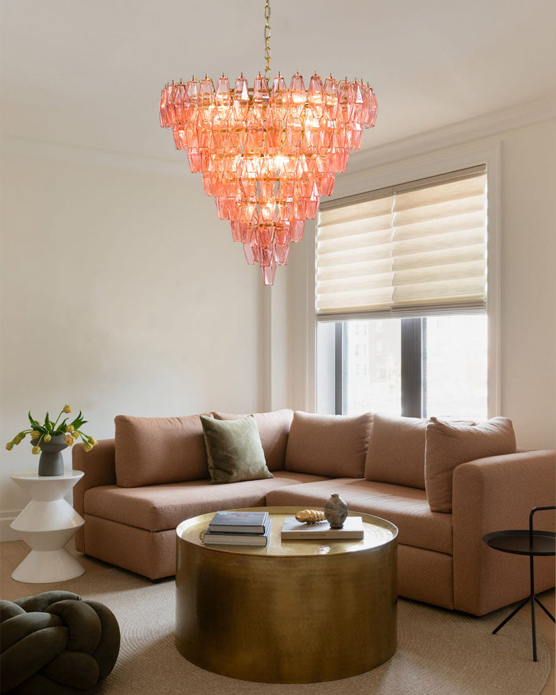 Modern Multi-Layer Murano Colorful Glass Round Chandelier Gold Framework for living room