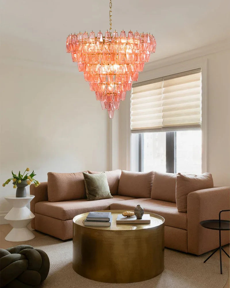 Modern Multi-Layer Murano Colorful Glass Round Chandelier Gold Framework for living room Luxury Modern Chandelier
